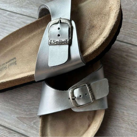 Josef Seibel Silver Leather Buckle Slippers Cognac Made in Germany - Picture 12 of 12